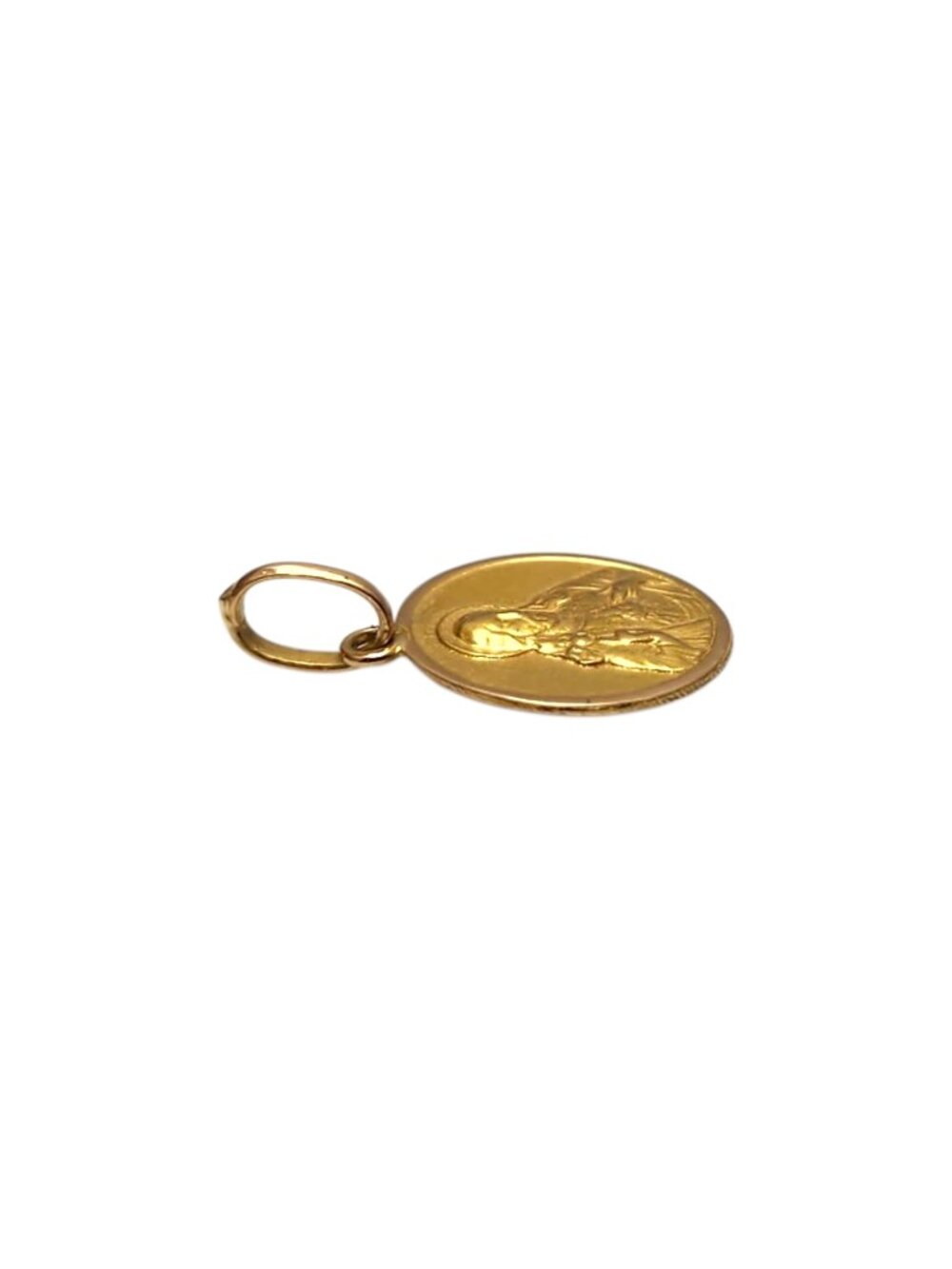 18K Yellow Gold Small Blessed Mother and Baby Jesus Pendant #25297 - Picture 4 of 6